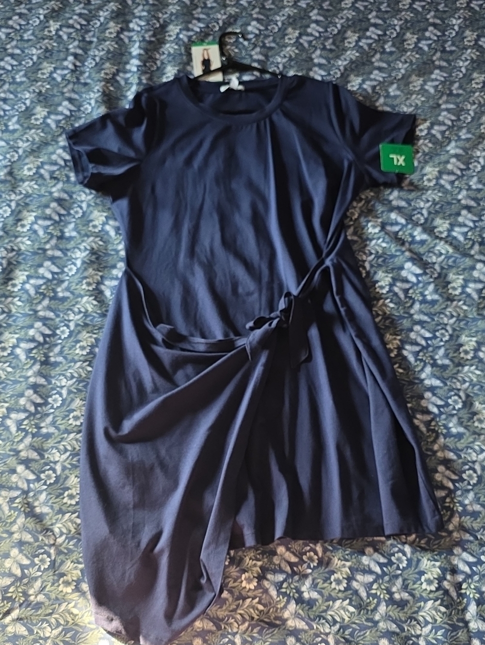 Threads 4 Thought Navy Short Sleeve Tie-Waist Mini Dress
